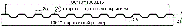 Фото: Профнастил С21 х 1000 - A (ПЭ-01-1035-0.7) в Волоколамске