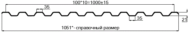 Фото: Профнастил оцинкованный С21 х 1000 (ОЦ-01-БЦ-0.4) в Волоколамске