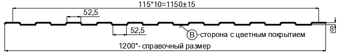 Фото: Профнастил С8 х 1150 - B (PureTech_Mat-20-7024-0,5) в Волоколамске