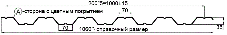 Фото: Профнастил НС35 х 1000 - A (PURMAN-20-Tourmalin-0.5) в Волоколамске