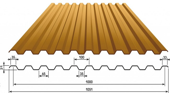 Профнастил С21 х 1000 - A (ECOSTEEL_MA-12-Античный Дуб-0.45) в Волоколамске